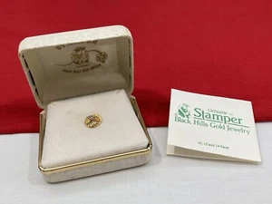 Vintage STAMPER BLACK HILLS GOLD 12k Yellow Rose Gold TIE TAC PIN NOS NEW IN BOX - Picture 1 of 22