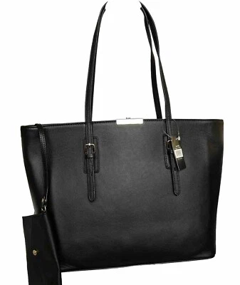 Hilary Radley Leather Jane Tote With Removable Pouch Black - Image 1 of 4