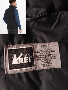 REI CO OP Therum gefütterte Gänsedaunenweste 650er Füllung Herren Large M schwarz durchgehender Reißverschluss gebraucht, in einwandfreiem Zustand - Bild 1 von 7