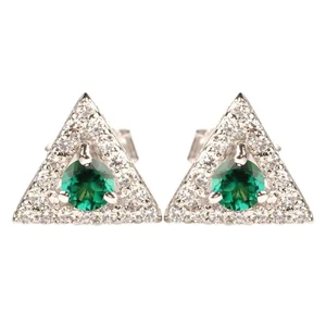 925 Sterling Silber Runden Form 2,25Kt 100% Natürlich Smaragd Damen Ohrstecker - Bild 1 von 14