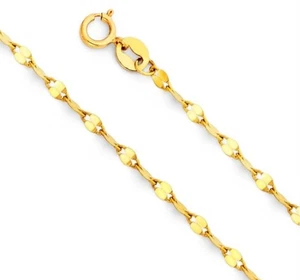 Collar de cadena de eslabones de anclaje de ojo de cerradura de 1,55 mm de oro amarillo sólido de 10 quilates de 24" - Imagen 1 de 3