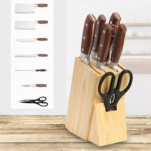 8 PCS Stainless Steel Kitchen Knife Set with Wooden Block - Sharp & Rust-Free - Picture 1 of 7