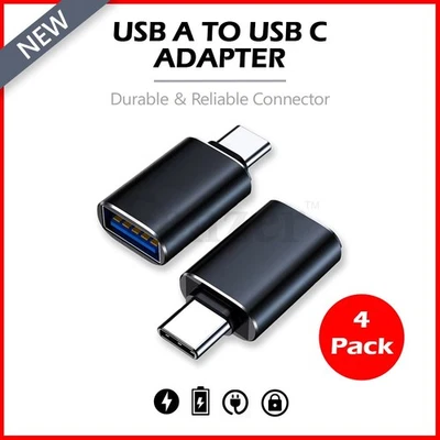 4-Pack USB C to USB A Adapter Type-C Male to A Female OTG Converter Car Charger - Image 1 of 4
