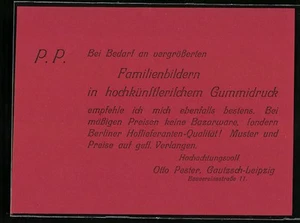 Tarjeta de representante Gautzsch-Leipzig, imágenes familiares en impresión de goma altamente artística - Imagen 1 de 2