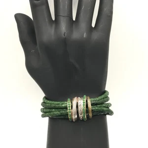Pulsera Brighton Cuero Verde Imitación Esmeralda Neptuno Anillos Cierre Magnético - Imagen 1 de 11