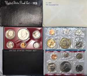 1976 Proof & Uncirculated Annual US Mint Coin Sets PDS 18 Coins - Picture 1 of 6