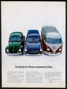 VW Escarabajo 1967 verde rojo autobús azul Squareback foto Volkswagen anuncio impreso vintage - Imagen 1 de 7
