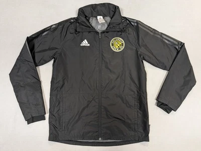 Куртка мужская Columbus Crew средняя Adidas черная с капюшоном компактная ветровка на молнии - Изображение 1 из 4