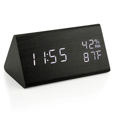 Wooden Alarm Clock, Smart LED Digital Clock for Bedroom/desks, Upgraded with ... - Image 1 of 4
