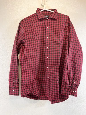 Camisa Polo Ralph Lauren Para Hombre 17x34 Roja A Cuadros Calce Ajustado No Hierro Elástica Foto 1 de 4