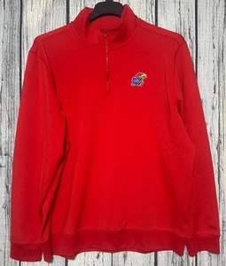 Southern Tide 1/4 Zip Shirt Kansas Jayhawks Red Long Sleeve Men's XL - READ - Picture 1 of 9