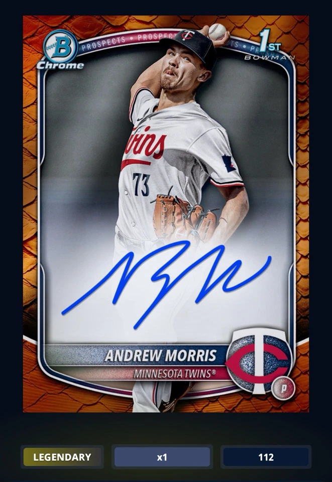 25 Topps Bunt DIGITAL Bowman Orange Reptilian LEGENDARY Andrew Morris - Image 1 of 1
