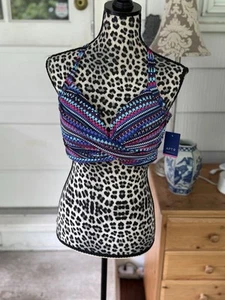 Apt. Bikini 9 Giros Delantero Acolchado Top de Natación Espalda Cruzada Multicolor Talla XXL Boho Nuevo - Imagen 1 de 7