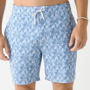 NWT JOHNNIE-O GULF BLUE GALLEY PRINTED 7" SURF SHORTS BOARDSHORTS SWIM TRUNKS S - Picture 1 of 10