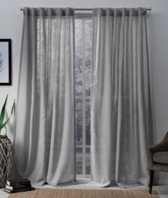 🕋 Exclusive Home Bella Curtain (2 Panel) (54” x 96”) Silver Argent 🆕 - Image 1 of 3