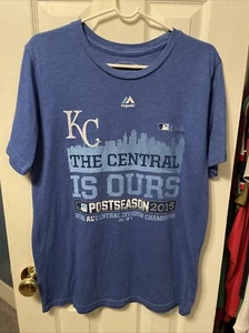Kansas City Royals Shirt Baseball 2015 Postseason Majestic Threads Men’s Blue L - Picture 1 of 2