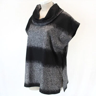 Bryn Walker Lagenlook Cowl Wool Blnd black&white Ombre Sweater Poncho XL fits 1X - Image 1 of 4