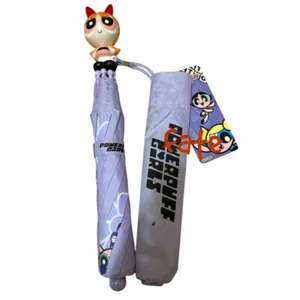 Powerpuff Girls Folding Purple Vintage Umbrella with Blossom Molded Handle - Picture 1 of 4