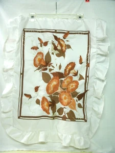 Pillow Sham--Ruffled with Crewel Flowers--Hand Made--Browns/Rust -24 x 17"  - Picture 1 of 2