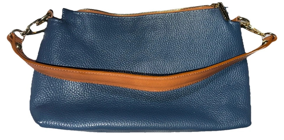 Valentina Shoulder Crossbody Bag 3 Compartments Dark Blue   Leather - Image 1 of 4