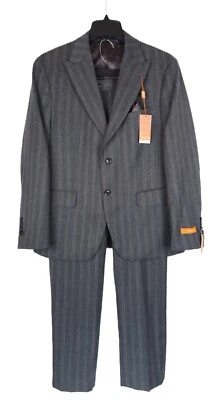 Tallia Men's Slim-Fit Wool 2-Piece Suit Charcoal Brown Pinstripe 40S 30x32 NWT - Image 1 of 4