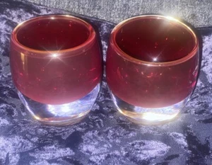 Crate & Barrel Diva Ruby Red Crystal Candle Votives Set of 2 Made in Poland - Picture 1 of 14