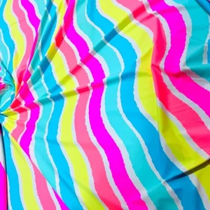 Spandex Rainbow Stripes Print 4-Way Stretch Fabric 60"wide Swimsuit By The Yard - Picture 1 of 5