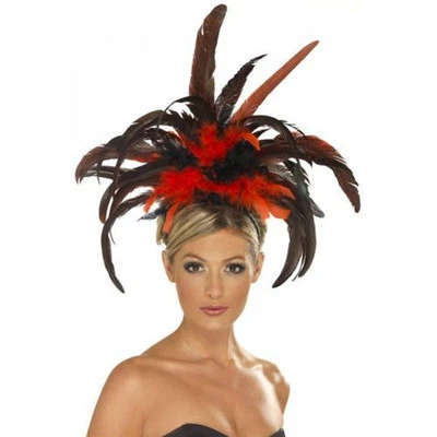 SHOWGIRL BURLESQUE FEATHER HEADDRESS MOULIN ROUGE SAMBA COSTUME HEADPIECE - Image 1 of 4