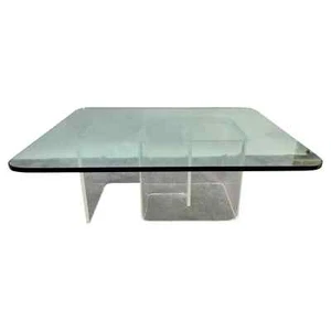 Jeffrey Bigelow Style Mid Century Modern Lucite Base Coffee or Cocktail Table - Picture 1 of 11