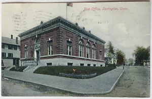 Post Office Torrington Connecticut vintage Postcard 1910 made in Germany - Picture 1 of 3