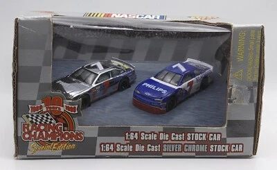 Michael Waltrip 99 Racing Champions #7 Philips Silver Chrome 1/64 NASCAR 2 Cars - Image 1 of 4
