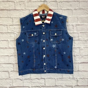 Quizz Again Jeans Damen XL Weste Denim USA Patriotisch Vintage 90er Amerika - Bild 1 von 5