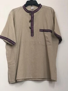 Artisan Baumwolle Ethno Designer Herren Sommer Hemd Made in Nepal Sk18-171 - Bild 1 von 5