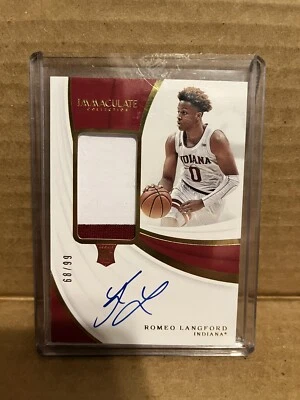 2019 Panini Immaculate Collection Romeo Langford Rookie RC Patch Auto RPA 68/99! - Image 1 of 3