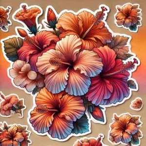 2 Autocollants hibiscus Tahiti & Polynésie Masque de Guerrier n° 16 PAS HINANO - Picture 1 of 1