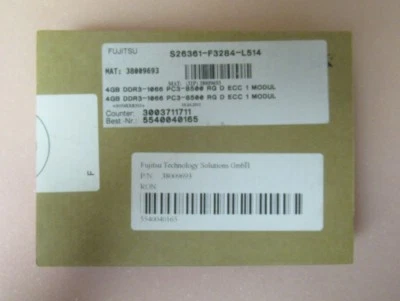 NEW Fujitsu 4GB DDR3 PC3-8500 1066MHz 240-Pin DIMM Reg Memory S26361-F3284-L514 - Image 1 of 4