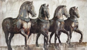 Four Horses Stallions Dennis Carney Tesori Del Napoleon Print 39x23 in - Picture 1 of 3