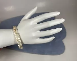 Bracciale avvolgente filo bobina gioielli moda perle acqua dolce coltivate 16"/5mm grande - Foto 1 di 3