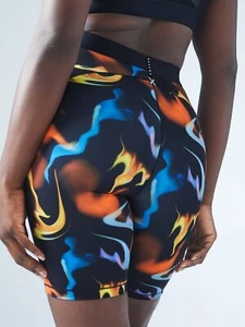 NEW Savage X Fenty Fast Lane High-Waist Short Black Caviar Up N Flames Women's M - Picture 1 of 6