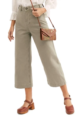 FREE PEOPLE We The Free Patti Pants Cropped Cotton Trousers,Wide Leg W26 OR W29 - Image 1 of 3
