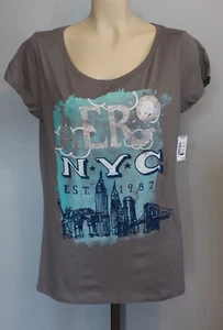 Aeropostale Scoop Neck Tee XL 100% Cotton Frost Gray Logo NYC Skyline NEW NWT - Picture 1 of 12