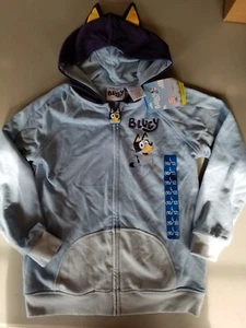Disney Bluey & Friends Blue Zip Up Sweatshirt Hoodie Large (10/12) New - Picture 1 of 3