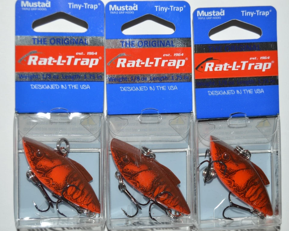 Rat-L-Trap Panfish Crappie Lipless Crankbait 1/8 oz Tiny TT46R Crawfish Red lot