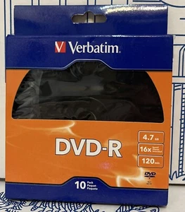 New Verbatim DVD-R 16x 4.7GB 120 Minute 10 pack 97958 Record DVD Sealed Package - Bild 1 von 18