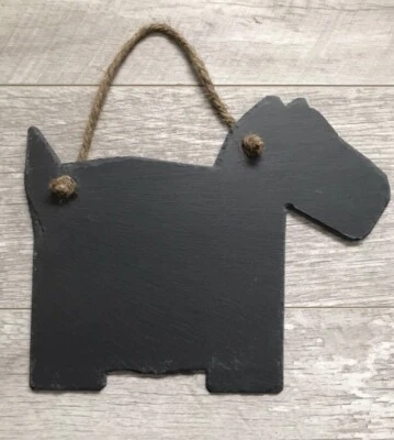 Handmade Slate Dog Chalkboard Shabby Chic Message Memo Blackboard Plaque - Image 1 of 4