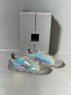New Dolce Vita Silver Iridescent Sneakers 6 Tennis Shoe Hues Of Blue Pink Purple - Image 1 of 4