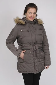Steppparka mit angenähter Kapuze (abnehmbarer Kunstfellbesatz) graphitgrau S Neu mit Etikett - Bild 1 von 2