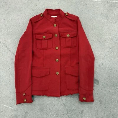 RALPH LAUREN 牛仔和用品红色军带夹克上衣,尺寸 S AZ8 — 第 1/4 张图片