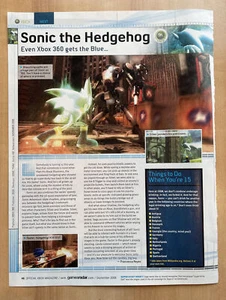 2006 SONIC THE HEDGEHOG Xbox 360 ottiene la stampa blu ARTICOLO ANTEPRIMA ANNUNCIO Sega - Foto 1 di 1