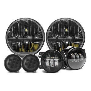 2007-2017 For Jeep Wrangler JK 7'' LED Headlight Driving Fog Light Turning Lamp - Picture 1 of 12